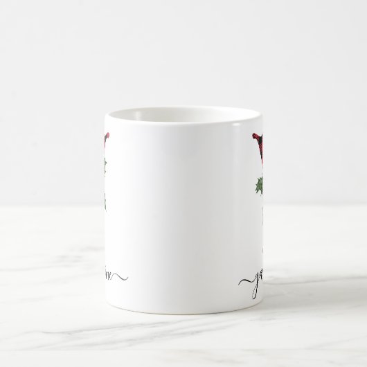 Buffalo Plaid Y Monogram Christmas Coffee Mug (Centre)