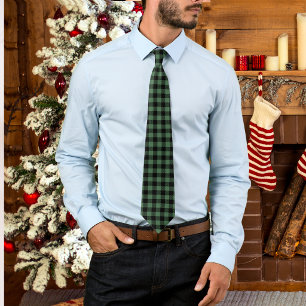 Buffalo Plaid Zwart Groen Herfst Stropdas