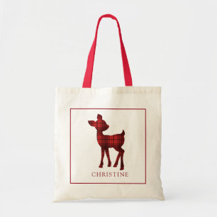 Buffalo pleisters met kerstmis rood en zwart tote bag