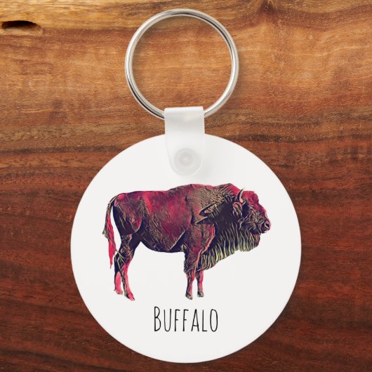Buffalo portretontwerp voor bizon of wisent dier sleutelhanger (Voorkant)