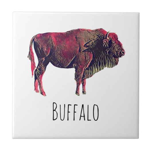 Buffalo portretontwerp voor bizon of wisent dier tegeltje (Voorkant)
