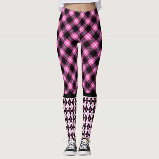 Buffalo Pset & Argyle in Fuchsia & Black Leggings (Voorkant)