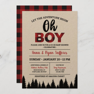 Buffalo Pset Baby shower Invitation - Oh Boy Kaart