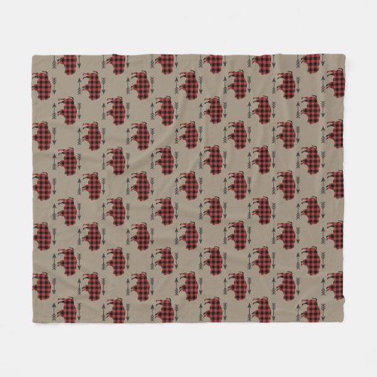 Buffalo Pset Bison op Tan Pattern Fleece Deken (Voorkant (Horizontaal))