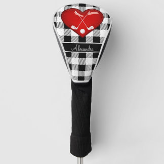 Buffalo Pset Black white golfclubs rood hart Golfheadcover