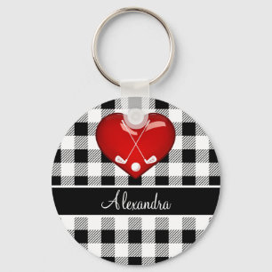 Buffalo Pset Black white golfclubs rood hart Sleutelhanger