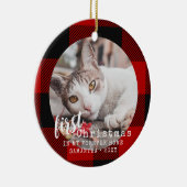 Buffalo Pset Cat First-kerstfoto Keramisch Ornament (Rechts)