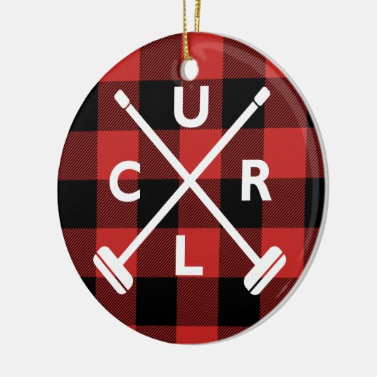 Buffalo Pset Curling-kerstversiering Keramisch Ornament (Links)