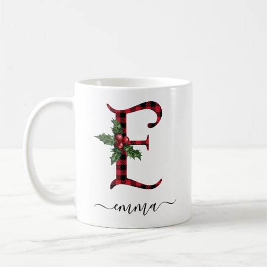 Buffalo Pset E Monogram kerstkoffie Mok (Links)