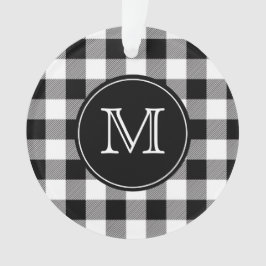 Buffalo Pset Farmhouse Black en White Monogram Ornament
