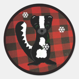 Buffalo Pset Forest Skunk Holiday Round Sticker