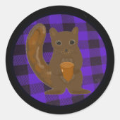 Buffalo Pset Forest Squirrel Paarse Round Sticker (Voorkant)