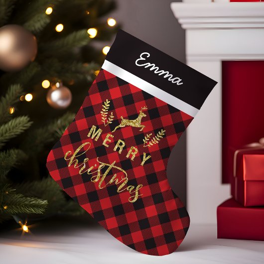 Buffalo Pset Gold Deer Merry Monogram Kleine Kerstsok