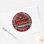 Buffalo Pset & Gold Script Family-kerstteken Ronde Sticker (Envelop)