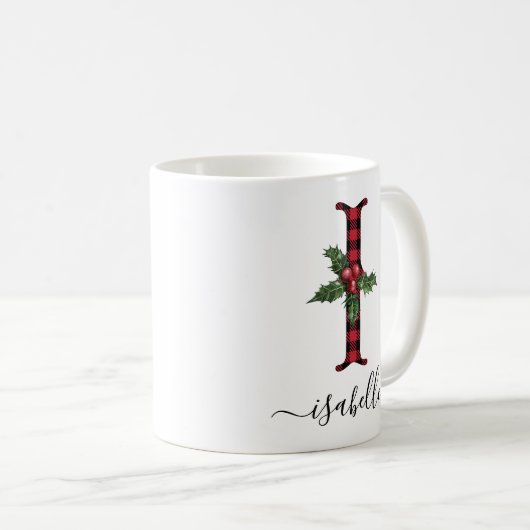 Buffalo Pset I Monogram kerstkoffie Mok (Voorkant rechts)