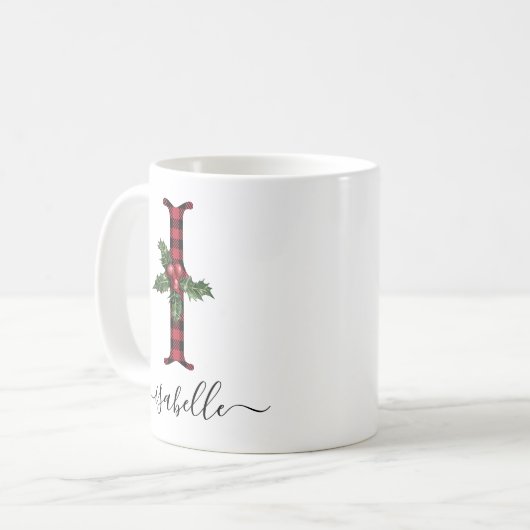 Buffalo Pset I Monogram kerstkoffie Mok (Voorkant links)