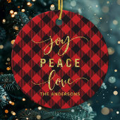Buffalo Pset Joy Peace Love Monogram Kerstmis Keramisch Ornament