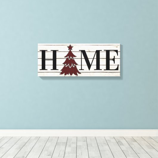 Buffalo Pset-kerstboomTHUIS Canvas Afdruk (Insitu (Houten vloer))