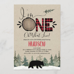 Buffalo Pset Lumberjack First Birthday Invitation Kaart
