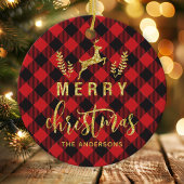 Buffalo Pset Merry-kerstmonogram Keramisch Ornament