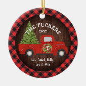 Buffalo Pset Monogram Foto  Red Truck Keramisch Ornament (Voorkant)