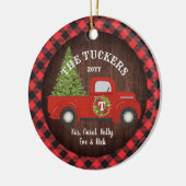 Buffalo Pset Monogram Foto  Red Truck Keramisch Ornament (Links)