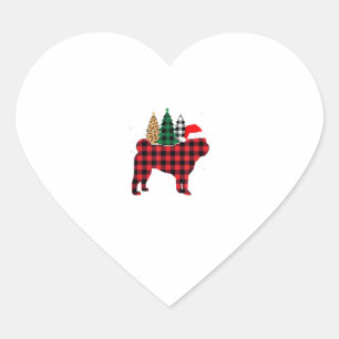 Buffalo Pset Pug Dog Tree-luipaard kerstmis Hart Sticker