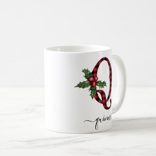 Buffalo Pset Q Monogram kerstkoffie Mok (Voorkant rechts)