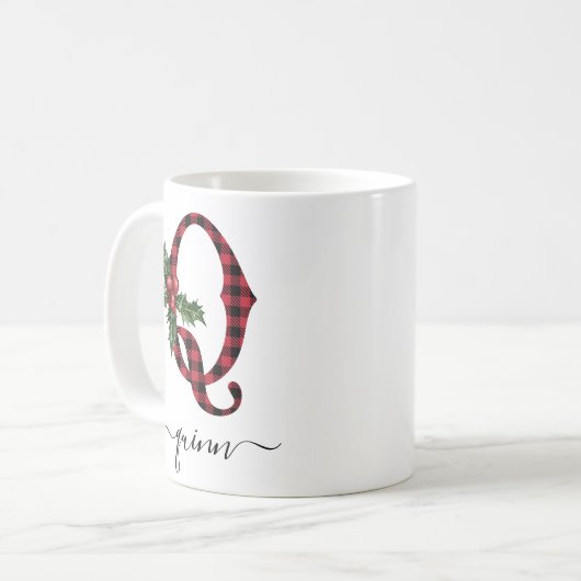 Buffalo Pset Q Monogram kerstkoffie Mok (Voorkant links)