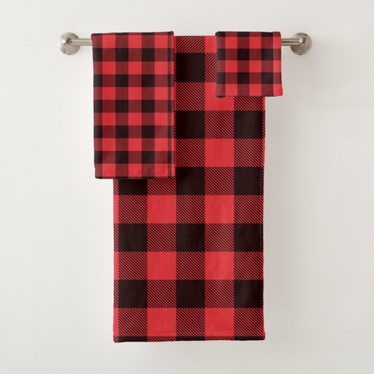 Buffalo Pset Red Black Pattern Bad Handdoek (Insitu)
