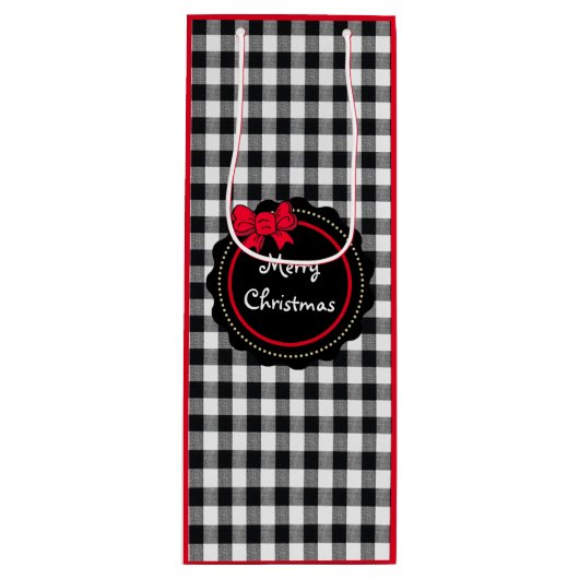Buffalo Pset Red Bow Merry Kerstmis Wijn Cadeautas (Voorkant)