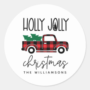 Buffalo Pset Red Truck Name Holiday Ronde Sticker