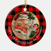 Buffalo Pset Retro Santa Claus Keramisch Ornament (Voorkant)