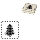 Buffalo Pset, rode kerstaven met Gingham Rubberstempel (Gestempeld)