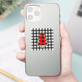 Buffalo Pset, rode kerstaven met Gingham Sticker (Telefoon)