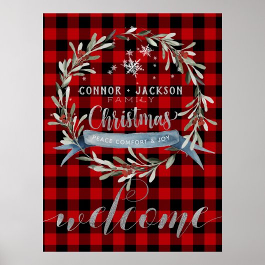 Buffalo Pset Silver Script - Kerstwelkome Poster (Voorkant)