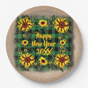 Buffalo Pset Sunflower Happy Nieuwjaar 20xx 9" Papieren Bordje