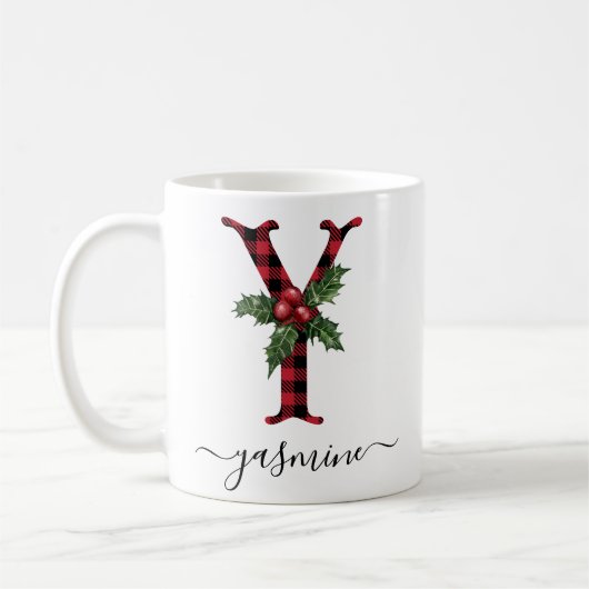 Buffalo Pset Y Monogram kerstkoffie Mok (Links)