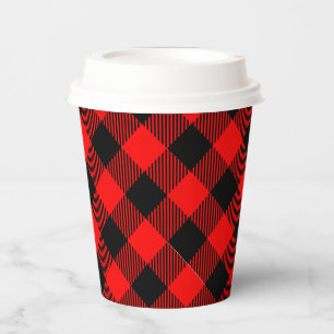 Buffalo Red en Black Lumberjack Pset Decor Papieren Bekers