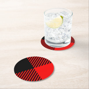 Buffalo Red en Black Lumberjack Pset Decor Ronde Kartonnen Onderzetter