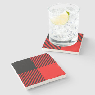 Buffalo Red en Black Lumberjack Pset Decor Stenen Onderzetter