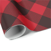 Buffalo Red en Black Pset Pattern Kerstmis Cadeaupapier (Rol Hoek)