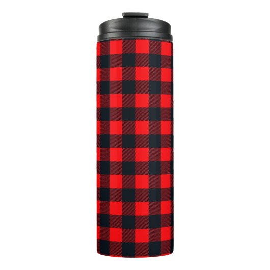 Buffalo Red en Black Shepherd's Plaid Pattern Thermosbeker (Voorkant)