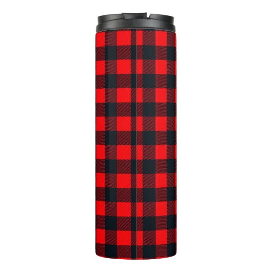 Buffalo Red en Black Shepherd's Plaid Pattern Thermosbeker (Achterkant)