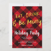 Buffalo Red Plaid Gold Foil Kerstfeest Kaart (Voorkant)