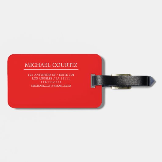 Buffalo Red Plaid Monogram Aangepast personalisere Bagagelabel (Achterkant horizontaal)