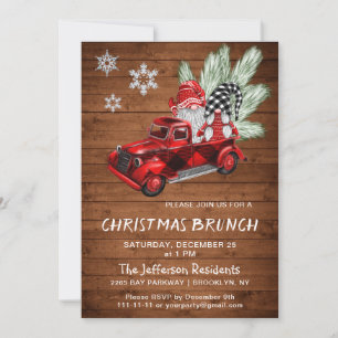 Buffalo Red Truck Gnomes kerst Brunch Kaart