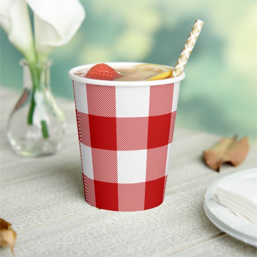 Buffalo Red White Pset Check Paper Cups Papieren Bekers (Insitu)