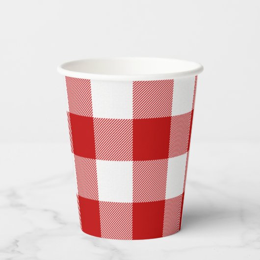 Buffalo Red White Pset Check Paper Cups Papieren Bekers (Achterkant)
