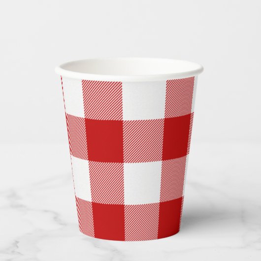 Buffalo Red White Pset Check Paper Cups Papieren Bekers (Voorkant)